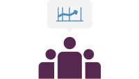 Three people thinking about a statistical chart